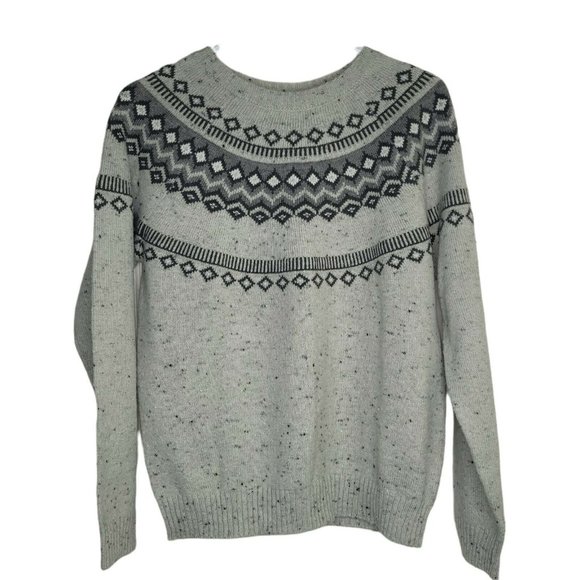 Weatherproof Vintage Ladies' Fairisle Sweater Light Grey Size Medium - Picture 1 of 10